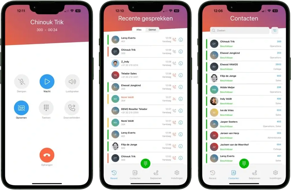 Qaller app op mobiele telefoons